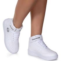 Tênis Branco Treino Academia Fit Caminhada Dia a Dia Cano Alto