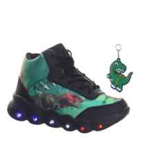Tenis calçado com luz de led no solado dinossauros infantil meninos