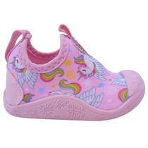 Tênis Calce Fácil Bebê Sapatinho Menina Infantil Recém Nascido Batizado Unicórnio Confortável