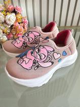 Tênis Calce Fácil Infantil Temático Lilo Stitch e Angel - Cor Nude