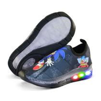 Tenis Calcefacil Infantil Led Masculino Sonic Preto