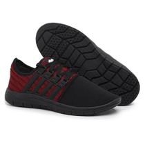 Tênis Caminhada Confortável Colors Preto E Vermelho 15008 F008