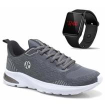 Tênis Caminhada Masculino Academia + Relógio Digital LED Esportivo