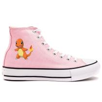 Tenis Cano Alto Botinha Casual Adulto Infantil Com Cadarço Pokemon Charmander