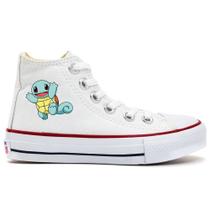 Tenis Cano Alto Botinha Casual com Cadarço Adulto Infantil Pokemon Squirtle