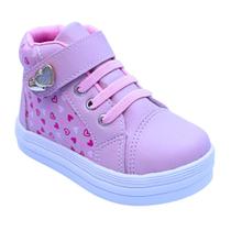 Tênis Cano Alto de Elástico Silk coração-gliter