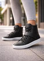 Tênis Cano Alto Feminino Botinha Fitness Almofadado Preto Tênis Cano Alto Feminino Botinha Fitness Almofadado Preto