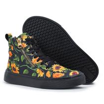 Tênis Cano Alto Feminino Treino Academia Fitness Com Zíper Girassol Tênis Cano Alto Feminino Treino Academia Fitness Com Zíper Girassol