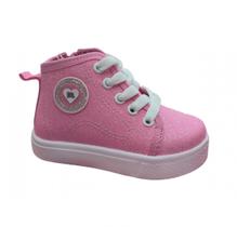 Tênis cano alto infantil molekinha rosa gliter