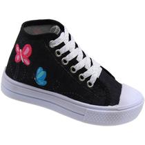 Tênis Cano Alto Infantil Ortobessa Borboleta Casual Menina