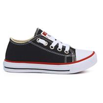 Tenis cano baixo Lets All Infantil Feminino Masculino Lona Preto Vermelho