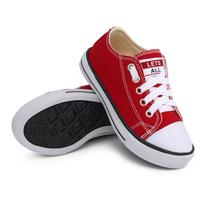 Tenis cano baixo Lets All Infantil Feminino Masculino Lona vermelho