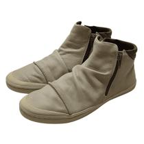 Tênis Cano Longo Enrrugado Couro Off White