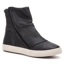 Tenis Cano Medio Em Couro Graxo Preto Com Sola de Borracha