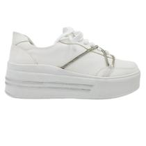 Tênis Careflex Plataforma com Cordão de Brilho Strass