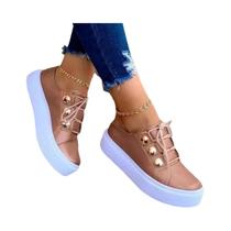 Tênis Casuais Femininos Em Couro PU Moda Primavera Plataforma Vulcanizada Zapatillas De Mujer