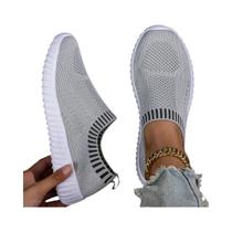 Tênis Casuais Femininos Leves E Respiráveis Em Malha Tricotada Com Cadarço Para Atividades Ao Ar