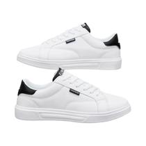 Tênis Casuais Leves E Confortáveis Para Skate Masculino Branco E Preto Sólido
