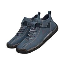 Tênis Casuais Masculinos De Couro Artesanal Respirável, Botas De Cano Baixo Para Atividades Ao Ar