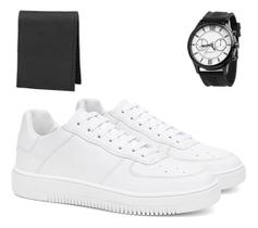 Tenis Casual Air Kit Relogio Carteira Dia A Dia Branco Skate
