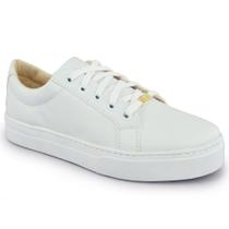 Tênis Casual Basico EC Shoes Liso com Cadarço Sola Leve Costurada em Borracha