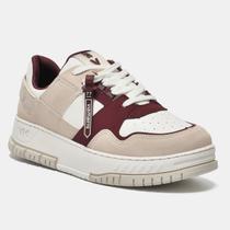 Tênis Casual Bege e bordo e branco 219-003-07 Tênis Casual Bege e bordo e branco 219-003-07