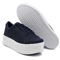 Tênis Casual Blogueira Flatform de Plataforma Liso Tênis Casual Blogueira Flatform de Plataforma Liso