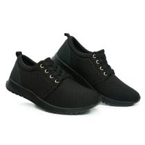 Tênis Casual Caminhada Feminino Preto com Cadarço Conforto - R.Silva Store