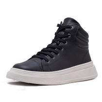 Tênis Casual Cano Alto Garry Avalon em Couro Preto