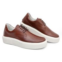 Tênis Casual Confort Masculino Sola Alta Couro de Luxo