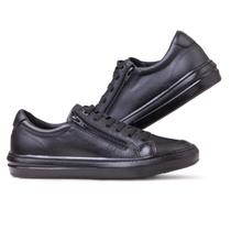 Tênis Casual Couro Legítimo Sapatênis Solado Macio Palmilha Gel