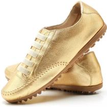 Tênis Casual em Couro Ec Shoes com Elástico e Sola Borracha Costurada