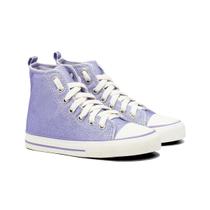 Tênis Casual Em Glitter Lilás Infantil