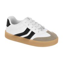 Tênis Casual Estiloso Menina Molekinha Branco/Preto/Bege 33 Tênis Casual Estiloso Menina Molekinha Branco/Preto/Bege 33