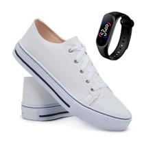 Tênis Casual Feminino All Colors Cano Baixo + Relógio