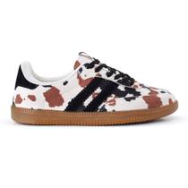 Tênis Casual Feminino Animal Print Duas Listras Onça Tênis Casual Feminino Animal Print Duas Listras Onça