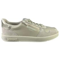Tênis Casual Feminino Bottero Sneakers em Couro com Ziper Cor:MarfimTamanho:34