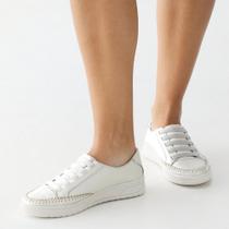 Tênis Casual Feminino Branco de Couro Legítimo