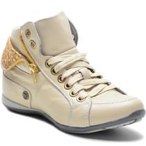 Tênis Casual Feminino Cano Alto Couro Palmilha Gel Conforto Tênis Casual Feminino Cano Alto Couro Palmilha Gel Conforto