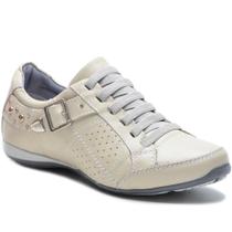 Tênis Casual Feminino Couro Palmilha Gel Fivela Macio Leve