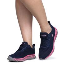Tênis Casual Feminino Esportivo Marinho e Rosa