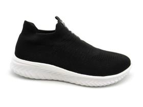 Tênis Casual Feminino Knit Giulia Domna 177006 Preto