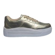 Tênis Casual Feminino Kolosh Em Couro Champagne C3389