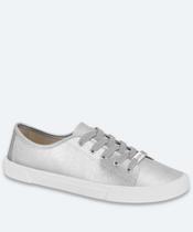 Tênis Casual Feminino Metalizado Moleca Prateado-34148