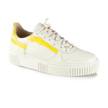 Tênis Casual Feminino Sandro Moscoloni Couro Mariah Off White/Amarelo