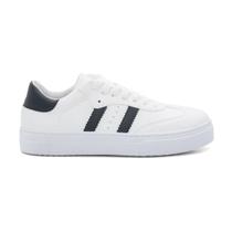 Tênis Casual Feminino Sapatênis Básico Clássico Leve Macio Flat Modelo Branco e Preto