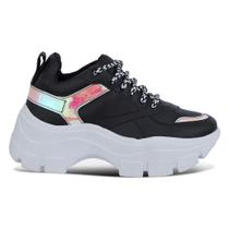 Tênis Casual Feminino Sneaker Cadarço Moderno Salto Plataforma Confortável