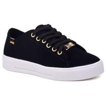 Tênis Casual Feminino Sola Alta Flatform Básico Love Liso Cadarço