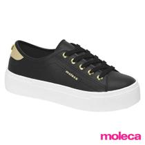 Tênis Casual Feminino Tendência Branco Preto Moleca 5658.125 Tênis Casual Feminino Tendência Branco Preto Moleca 5658.125