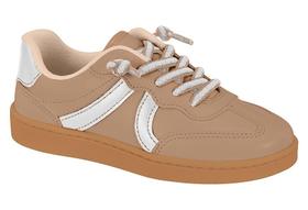 Tenis Casual Infantil Molekinha Com Listras Laterais Nude Tenis Casual Infantil Molekinha Com Listras Laterais Nude